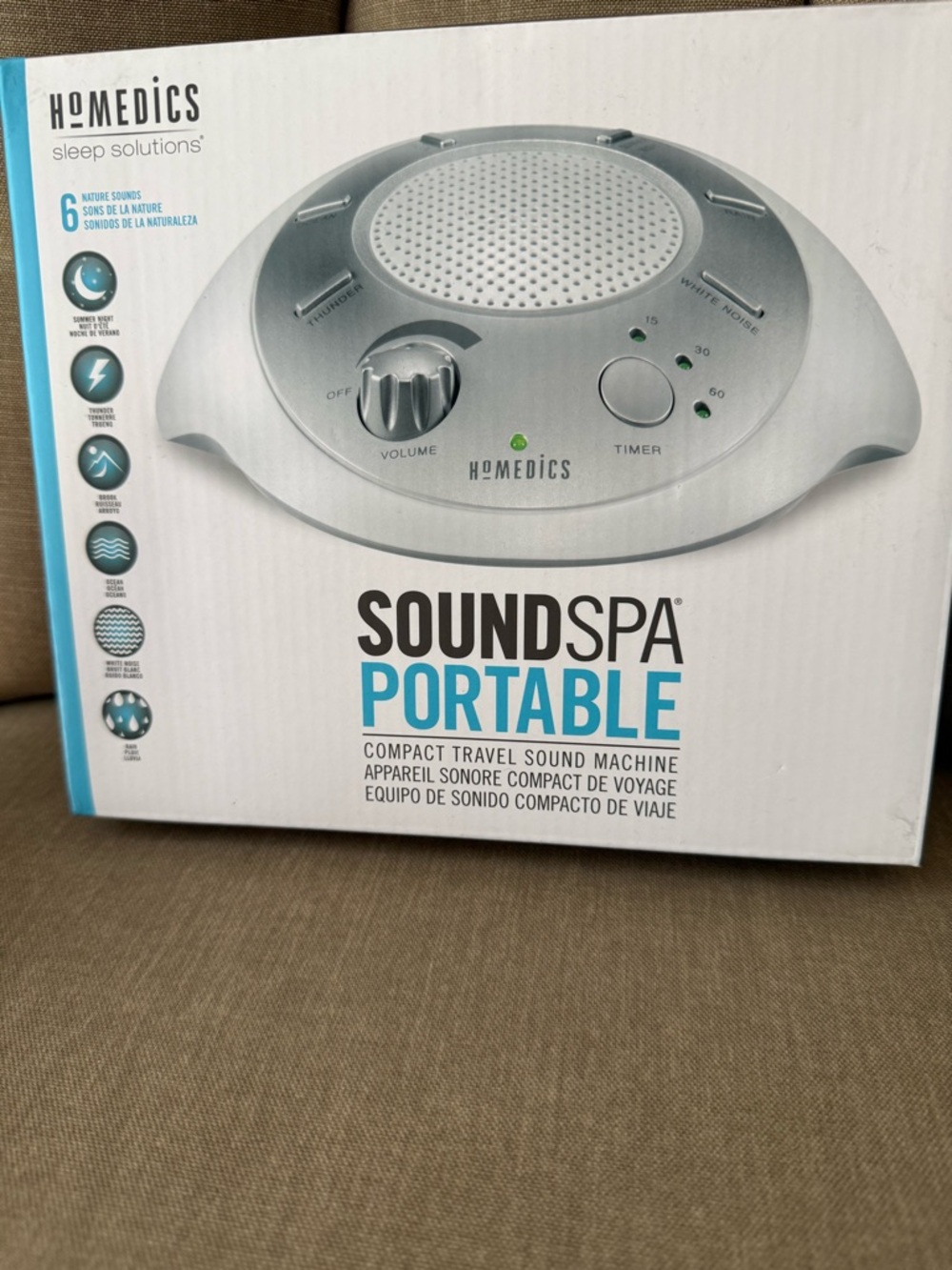 Homedics SoundSpa Portable Sound Machine in White and Silver